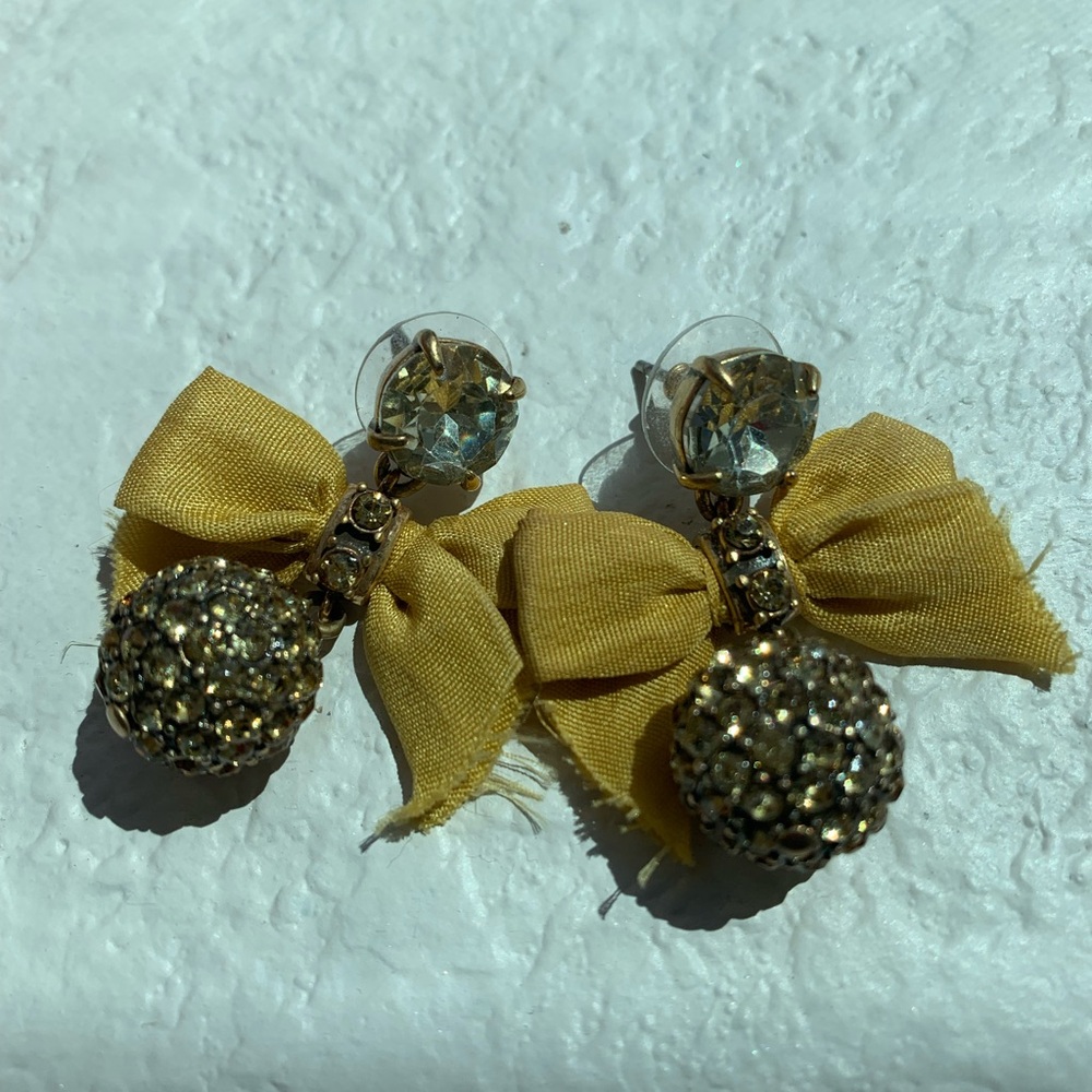 J. Crew mustard bow earrings